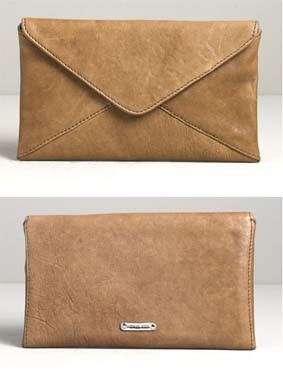 Envelope bag: a flat, square or rectangular bag with a triangle-shaped top flap that folds over like an envelope.