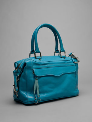 Satchel: A structured handbag with double handles, locking hardware and a wide, flat bottom. May be large or small.